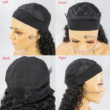 Human Hair Headband Wig Deep Wave Human Hair Wigs for Black Women Glueless None Lace Front Wigs 150% Density 16inch