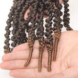 Leeven 8 Inch Pre-twisted Spring Twist Hair 6 Packs Ombre Brown Short Crochet Braids Hair For Bob Spring Twists Braiding Hair Synthetic Passion Twist Hair For Black Women (15strands/pack,T27)