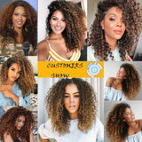 Seelaak Ombre Curly Hair Bundles Two Tone 1b/30 Kinky Curly Bundles Ombre Brown 3 Bundles Remy Hair 10A Grade Brazilian Virgin Human Hair Extension for Black Women (10 12 14)