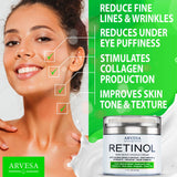 Anti Aging Retinol Moisturizer Cream for Face, Neck & Décolleté - Made in USA - Wrinkle Cream for Women and Men with Hyaluronic Acid and Active Retinol 2.5% - Day and Night - Results in 4 Weeks