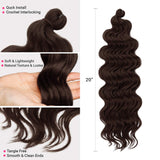 6 Packs 20" AU-THEN-TIC Ocean Wave Crochet Hair Deep Wave Braiding Hair Body Wave Braids Synthetic Hair Extensions Kanekalon Fiber, Free Gift (6-PACK, 4)