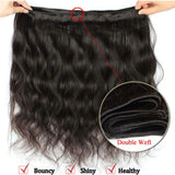 FASHION LADY Peruvian Human Hair Bundles 100% Unprocessed Natural Black Body Wave Human Hair Weaves Curly Hair Extensions(14" 16" 18" , Black Color)