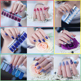 Full Nail Stickers 14 Sheets, Glitter Gradient Color Full Wraps Polish Strips, Nail Art Decals, Self-Adhesive Nail Art Sets for Women Girls.