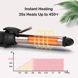 Prizm 1 Inch Wavy Professional Rotating Curling Iron, Nano Titanium Auto Spin Curling Wand Hair Curler with 11 Adjustable Temps 250°F to 450°F, Anti-Scald & Dual Voltage, Golden