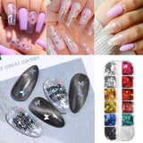 Nail Glitter Sequins, Butterfly Flame Circle Holographic Glitter Nail Art Sequins Iridescent Sparkle Thin Paillette Flakes for Nail Art Decoration