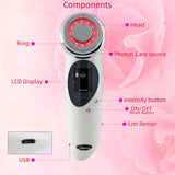 4 in 1 Face Massager,Glynee Daily Care Firming Vibration Facial Massage Beauty Device Face Eye Roller Machine Warm Deep Clean Face Lifting Tighten Anti Aging Device Promote Absorption