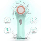 Facial Cleansing Brush, Waterproof Face Brush Skin Cleansing Scrub with 7 Heads, ETEREAUTY Spin Brush for Deep Cleansing Exfoliation, Facial Cleanser Brush for Massaging, Exfoliation,Peacock Green