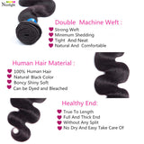 Nicelight Brazilian Body Wave Human Hair Bundles Unprocessed Body Wave Bundles Virgin Human Hair Natural Black Color (24 inch)