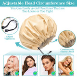 3 Packs Shower Cap, Extra Large & Adjustable & Double-Layer Waterproof Hair Cap for Women, Waterproof Exterior & EVA Lining, Oversized Design for All Hair Lengths, Adjustable Hem