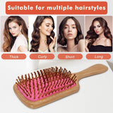 Natural Wooden Paddle Hair Brush,Detangler Brush,Massage Scalp Brush for Long Short Curly Thick Thin Hair for Men Women Kids, Massaging Scalp, Reducing Tangle & Hair Breakage, Promoting Hair Growth