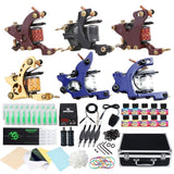 Dragonhawk Complete Tattoo Kit Starter Coils Tattoo Machine Kit Immortal Tattoo Inks Power Supply Needles Grips Tips Foot Pedal Clip Cord with Carry Case 5-3N