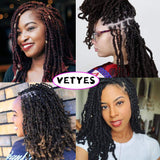 VETYES 3 Packs Spring Twist Hair Ombre 8 Inch Crochet Braids Kanekalon Synthetic Hair Extensions Braiding Hair Kinky Curly Twist High Temperature Fiber(Black/Dark Brown/Light Brown)