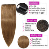 Clip in Remy Human Hair Extensions One Piece 5 clips 100% Remy Human Hair Straight Soft Extensions 3/4 FULL HEAD-Thicker(22"-100g,#06 Light Brown)