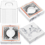 100 Piece Paper Eyelash Packaging Box Lashes Boxes Packaging, 50 Piece Empty Eyelash Boxes Lash Box, 50 Piece Empty Eyelash Boxes Tray False Eyelashes Storage Box Packing Box Lid Tray (Marble)