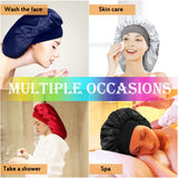 6 Pieces Large Satin Silk Bonnet Satin Sleeping Cap 2.36 Inch Elastic Wide Band Hat Adjustable Night Sleeping Hair Bonnet for Women Girls, 16.5 Inch in Diameter