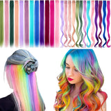 Colored Clip in Hair Extensions 22 Inch Rainbow Hair Synthetic straight Hair Extensions for Women Girls Kids Gift Multi-Colors Party Clip in Synthetic Hairpiece