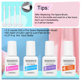 wakaniya Dip Powder Nail Kit- 8 Colors Glitter Sparkle Nail Dip Powders with 4 Base Top Coat Activator and Brush Saver Manicure Kit for Nail Beginners DIY and Professional Salon NO UV/LED Curing