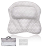 Bath Pillows For Tub, Premium 3D Mesh Breathable Bathtub Pillow, Ergonomic Comfort Spa Bath Pillows For Tub Neck And Back Support, Bath Accessories For Women & Men With Powerful Suction Cups, White