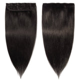 Benehair One Piece Clip In Hair Extensions Human Hair 22 inch Natural Off Black 3/4 Full Head with 5 Clips Long Straight Natural Soft Real Hair for Women 22" #1B