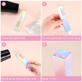 50 Pieces Lip Gloss Boxes Laser Color Holographic Lipstick Wrapping Perfume Essential Oil Bottle Packaging Box and 50 Pieces Clear Shrinkable Film for DIY Lip Gloss Packaging, 4.21 x 0.9 x 0.9 Inch