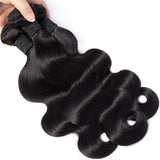 AUTTO Hair Unprocessed Brazilian Body Wave 3 Bundles with Closure (12 14 16+12 Closure,Natural Black) Virgin Brazilian Hair Bundles Weave with Lace Closure Free Part