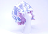 Pink/Lt Blue Reversible Satin Hair Bonnet By RJstyles.co with Adjustable options available for Newborn Toddles Kids and Adults