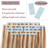 20 PCS Rooted Tape In Hair Extensions Human Hair Invisible Seamless Skin Weft Long Straight Highlight Double Side Tape Hair Extensions For Women (20'',50g/20pcs,#12P613 Golden Brown&Bleach Blonde)