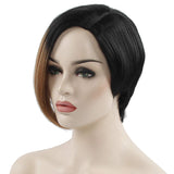 10inch Short Wigs for Black Women Ombre Bob hairstyle Synthetic Pixie Cut Wigs High Temperature Fiber(1B/30)