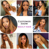 1B/30 Ombre Brazilian Hair Straight 1 Bundle Black to Dark Brown Silky Straight Human Hair Extensions (1 Bundle 22", 1B/30)