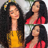 Jolibabe Hair Deep Wave Human Hair Lace Front Wigs Brazilian Virgin Curly Wave Human Hair Wigs Pre-Plucked 150% Density 100% Unprocessed Wig Natural Color for Black Women(14 Inch)