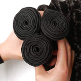 ANGIE QUEEN Peruvian Virgin Hair Deep Wave 3 Bundles 12 12 14 inch 100% Unprocessed Human Hair Weave Extensions Natural Black Color (100+/-5g)/bundle Can be Dyed and Bleached