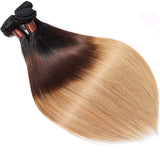BLACKMOON HAIR Brazilian Virgin Ombre Hair Silky Straight Hair Weave One Bundle Unprocessed Virgin Human Hair Extensions T1B/4/27 Mixed Length (28)