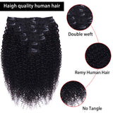 Dosacia 18Inch 120g Kinky Curly Human Hair Clip in Hair Extensions Natural Black 3C 4A Hair for Black Women 8pcs 18 Clips Real Human Hair Extensions(18inch, Kinky Curly)