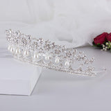 VIJIV Royal Crystal Tiara Wedding Crown Headband Princess Headpieces Bridal Hair Accessories Party Supplies Silver