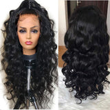 Fureya Wave Hair Lace Front Wig for Black Women Long Curly Wigs Synthetic Heat Resistant Fiber Hair Glueless Wigs with Baby Hair 24 inch Black Wigs