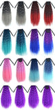 CXYP Corn Wave Curly Ponytail Extension 24 Inch Synthetic Drawstring Ponytail Tie Up Ponytail Extensions Pink Purple Blue (1b/green)