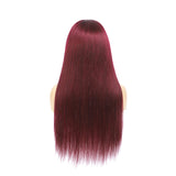 Seelaak Ombre Wine Red Straight Headband Wig Glueless None Lace Front Half Wigs 100% Brazilian Human Silky Straight Hair Machine Made Headband Wig for Black Women 150% Density 16 Inch
