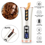 Cordless automatic Hair Curler, professional ceramic coating for hair care,Portable rechargeable ceramic automatic curling styling device,adjustable temperature and timer.styling tool gift(Wihte)