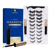 Latorice Magnetic Eyelashes with Eyeliner Kit, 10 Pairs Upgraded 3D Magnetic Eyelashes Kit with 2 Tubes of Magnetic Eyeliner and Tweezers, No Glue Need, Natural Look