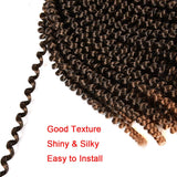 Ombre Spring Twist Hair Crochet Braids 8 Inch Spring Curl Crochet Braiding Hair Extensions 3 Packs Fluffy Synthetic Braid Bomb Twist Crochet Braid Hair Extensions T30# (Black to Llight Auburn)