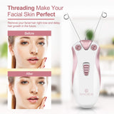 Cordless Electric Facial Threading Hair Removal for Women, Rechargeable Face Hair Remover Cotton Thread Epilator for Fast Removing Very Fine Vellus Hair on Face & Chin (Rose Gold)