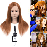 100% Human Hair Mannequin Head For Braiding Manikin Head For Hairdresser Professional Cosmetology Mannequin Head With Human Hair Auburn Brown 20-22"(From Forehead to The Back Hair End)
