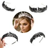 Aura Headband Raw Crystal Crown - Rhinestone Tiara Mermaid Hair Accessories for Women Party Wedding(Black)