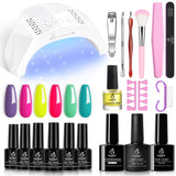Beetles Gel Nail Polish Kit with U V Light Starter Kit, Gel Polish 6 Pcs Soak off U V LED Nail Gel Polish Set Manicure Nail Kit with 48W LED Nail Lamp, Base Gel Top Coat for Nail Art DIY Home Salon
