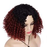 Sallcks Short Afro Wigs for Black Women Wine Red Curly Kinky Fluffy Dark Roots Wig Halloween Cosplay Custome Synthetic Full Wig