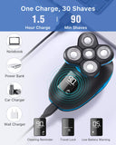 OriHea Head Shavers for Bald Men Wet Dry Electric Razor Bald Head Shaver Rotary Cordless Hair Clippers Nose Hair Trimmer Waterproof USB Rechargeable with 4D Floating 5 Razor Head