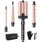 BESTOPE 3 Barrel Hair Waver Curling Iron 4 in 1 Hair Crimper Wand Set with LED Temp Control, 1 inch Ceramic Tourmaline Triple Barrels, Instant Heat Up and Glove & 2 Hair Clips