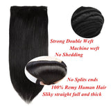 Friskylov 24Inch Human Hair Clip in Extensions 100G 7Pcs Straight Real Hair Extensions Jet Black Clip in Human Hair Double Weft Total 16Clips on Hair Extensions for Women 8A Sliky Straight