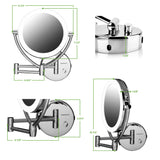 Ovente Wall Mounted Makeup Mirror 7.5 Inch with 10X Magnification and Diffused LED Ring Lights, Double-Sided with 360 Degree Swivel Design, 2 Choices of Power Supply, Polished Chrome (MLW75CH1X10X)