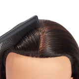 20-22" 100% Human Hair Mannequin Head Training Head Cosmetology Manikin Head Doll Head With Free Clamp (natural black)